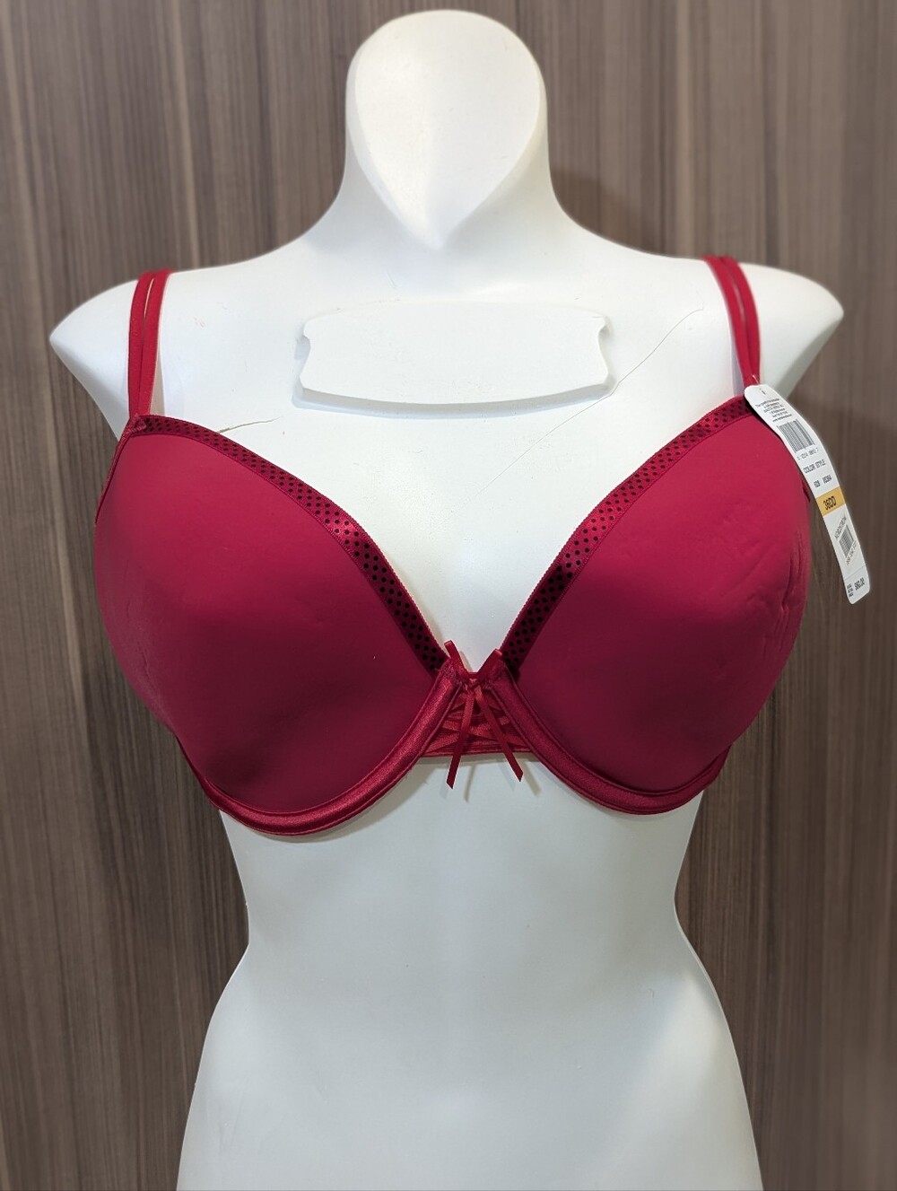 NWT Wacoal Opulence Contour Bra Red 36DD Dot Trim Underwire #85364